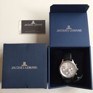 Jacques Lemans 1 - 1359 B Uhr Herren Schwarz Silber Watch 10 Atm Bild