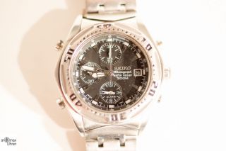 Seiko Chronograph Uhr Armbanduhr Mit Alarm Und Stoppuhr 7t32 - 6l90 Bild