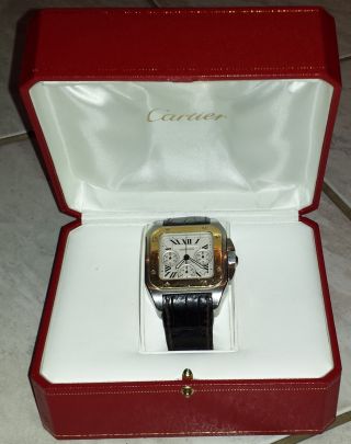 Cartier Santos Chronograph 100 Xl Sta/gold Mit Box Bild