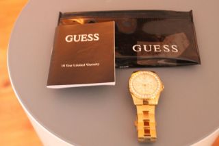 Guess Gold Damen Uhr 12005l1 Metall Mit Steinen_top Zustand_ Bild