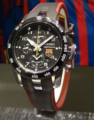 Seiko Uhr Alarm Chronograph Saphire Glass Watch Fc Barcelona Tachymeter Bild