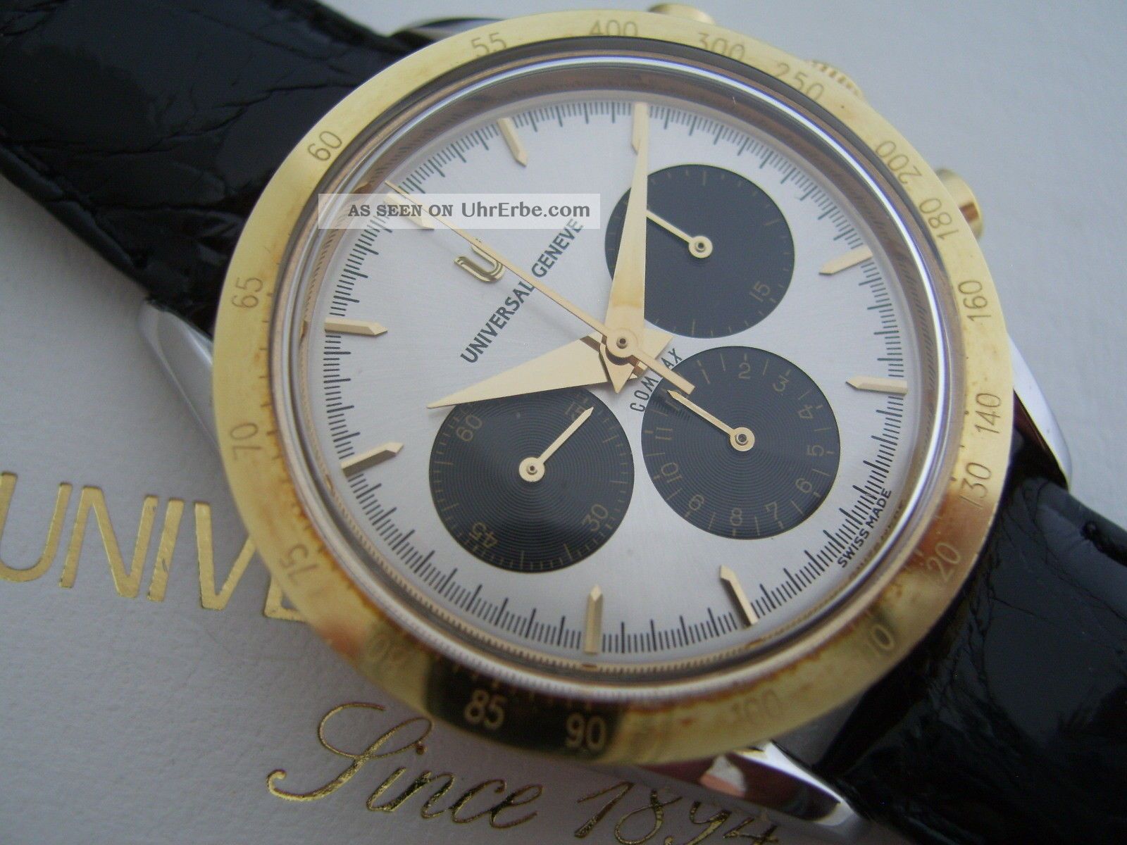 Nos Universal Geneve Compax - 750 Gold/stahl Chrono - Ungetragen - Box,  Papiere Armbanduhren Bild