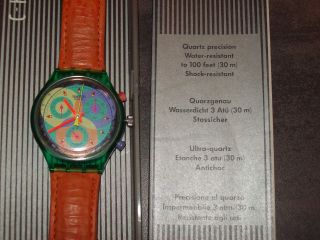 Swatch Uhr Crono Orange/grün Bild