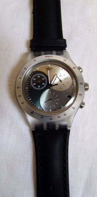 Schöne Orig.  Swatch - Uhr Für Herren (lederarmband,  2 - 3 X Getragen) Bild