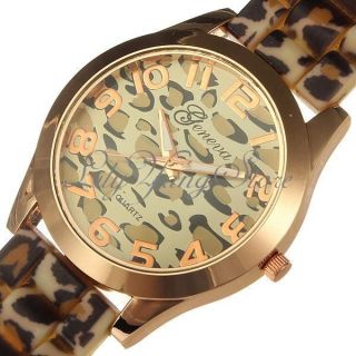 Leopard Damenuhr Armbanduhr Kristall Silikon Armband Uhren Quarz Uhr Mode Bild