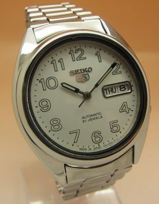 Seiko 5 Durchsichtig Automatik Uhr 7s26 - 0550 21 Jewels Datum&tag Bild
