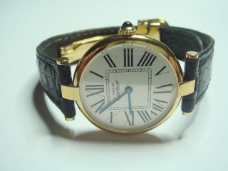 Elegante Cartier Damen Uhr Vermeil Argent 925 Silber Vergoldet Mit Box & Papiere Bild