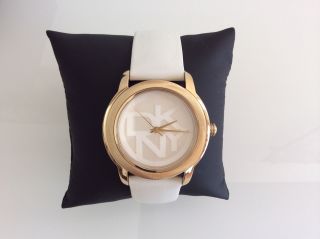 Dkny Ny8827 Damen Uhr Leder Np:119€ Weiß Gold Bild