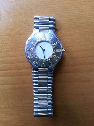 Damen Cartier Armbanduhr Für Damen Cartier Must 21 Stahl /armband Stahl/gold Bild
