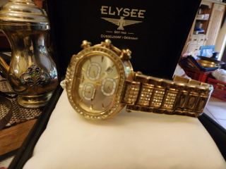 Elysee Glamour Gold Swarovski Kristall Chronograph Damenuhr Unisex Bild