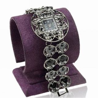 Carved Emaille Blume Rund Herz Liebe Armband Mode Armreif Armbanduhren Watch Bild