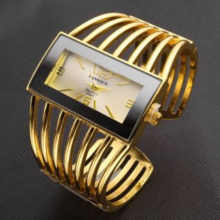 D863 Armband Uhr Armspange Gold Quarzuhr Legierung Damen Herren Armkette Uhr Bild