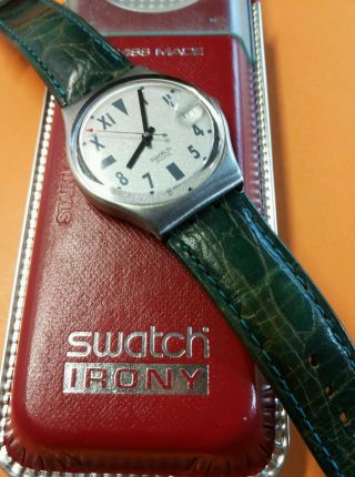 Swatch Armbanduhr Leder RaritÄt Stirling Rush Gx407 Bild