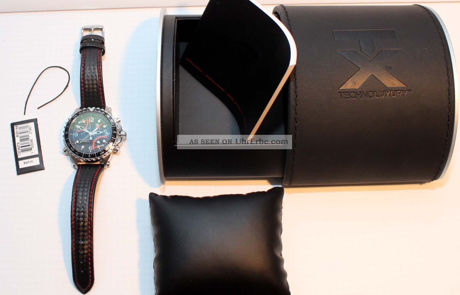 Timex Herrenarmbanduhr Flyback Chronograph Kompass 2.  Zeitzone 45 Mm Neuw.  In Ovp Armbanduhren Bild