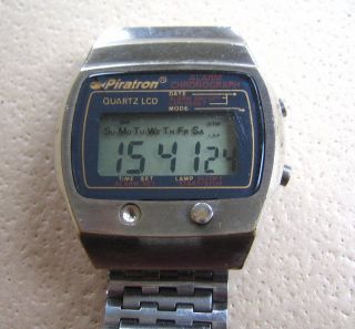 Frühe Vintage Lcd Watch Piratron P - 227a Lcd Quarzuhr Armbanduhr Bild