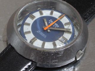 Zentra Herren - Armbanduhr Automatic Blau 70er Jahre Kal.  Eta 2783 Läuft Gut Bild
