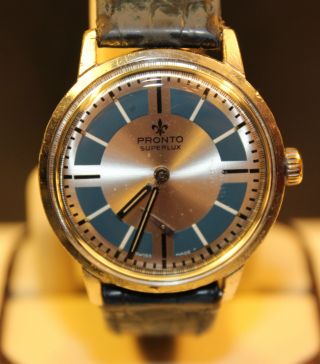 Pronto Superlux Kl.  Sekunden Herren Uhr Handaufzug Pronto Uhr Bild
