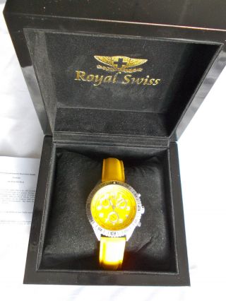Royal Swiss Gelb Chronograph Experience Uhr Armbanduhr Schweizer Werk Rs - M0047 - G Bild