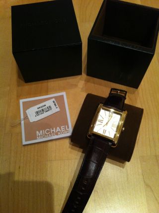 Michael Kors Women ' S Gold Dial Brown Leather Watch Mk2246 Bild