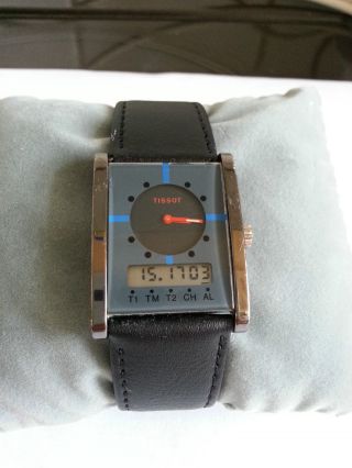 Tissot Two Timer D376 Alarm Chronograph Schwarz Blau Rot T - Swiss - T Aus Sammlung Bild