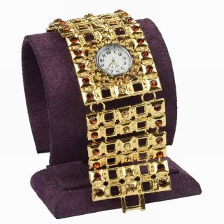 Square Kristall Wide Armbanduhr Hollow Link Studed Mode Armreif Armband Uhren Bild