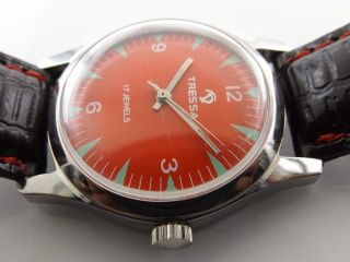 Tressa Rot Armbanduhr Swiss Handaufzug Mechanisch Vintage Sammleruhr 184 Bild