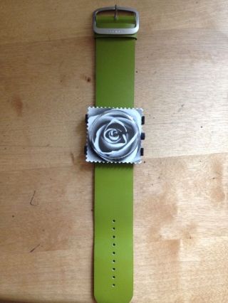 S.  T.  A.  M.  P.  S Uhr Quarz Uhrwerk Mit Batterie,  Motiv Rose,  Armband Oliv, Bild