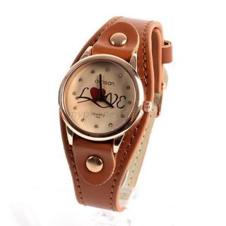 Stylish Women ' S Heart Pattern Wristwatch Leather Quartz Sports Watch Hot Bild