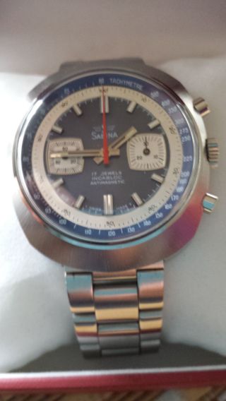 Sabina Chronograph Armbanduhr Für Herren Werk 7733 Vintage Mechanisch Handaufzu Bild