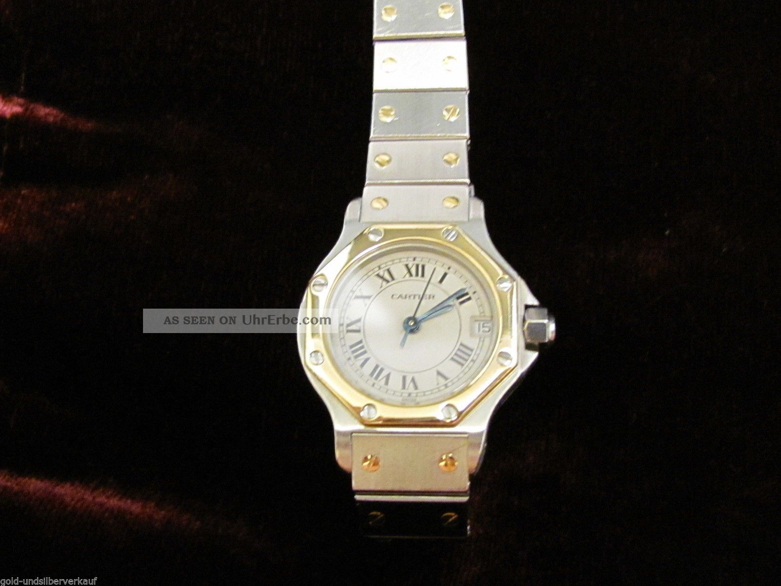 Cartier De Santos Ronde Damen Uhr 750 Gold Stahl Quarz Komplett ...