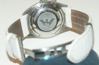 Orig.  Emporio Armani Hau Herrenuhr Unisex Armbanduhr Weiß Lederarmband Mega Uhr Bild