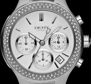 Ausverkauf Donna Karan Dkny Uhren Ny4985 Keramic Weiß Chrono Uhr Uvp 375€ Bild