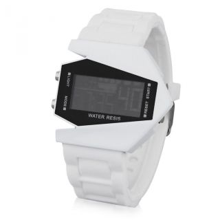 Lcd Silikon Unisex Digital Flieger Armband Uhr Weiß Led Datum Sport Uhr Alarm Bild