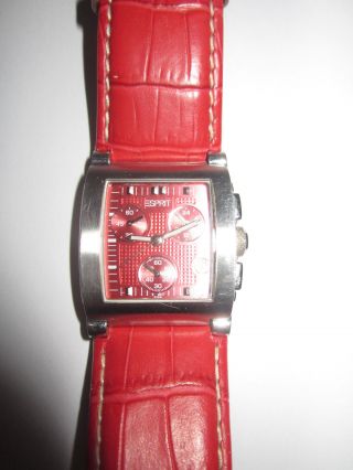 Damenuhr Esprit - Lederarmband Rot Chronograph Bild