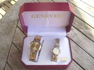 2 Schöne Geneves Uhren Im Karton (eine Herren Und Eine Damenuhr). Bild