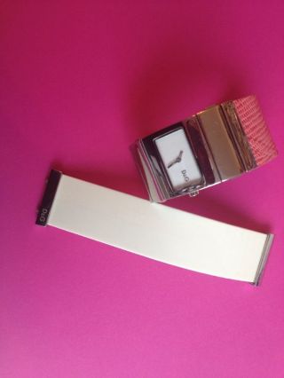 D&g Dolce&gabbana Damenuhr Clasp Leder Kautschuk Weiß Pink Wechselband Bild