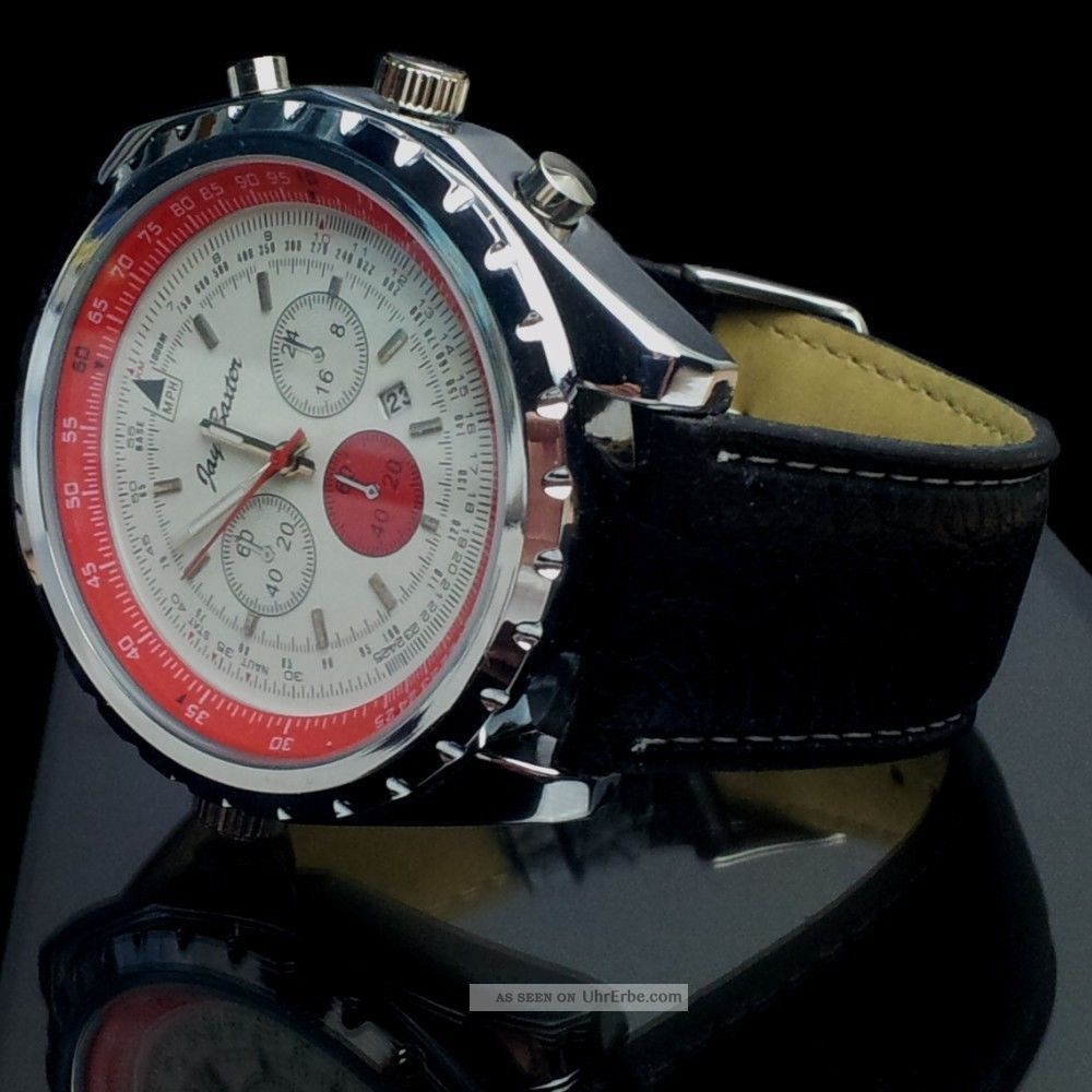 Silberne Jay Baxter Force Quartz Armbanduhr Xxl Leder - Schwarz – 00175 Armbanduhren Bild