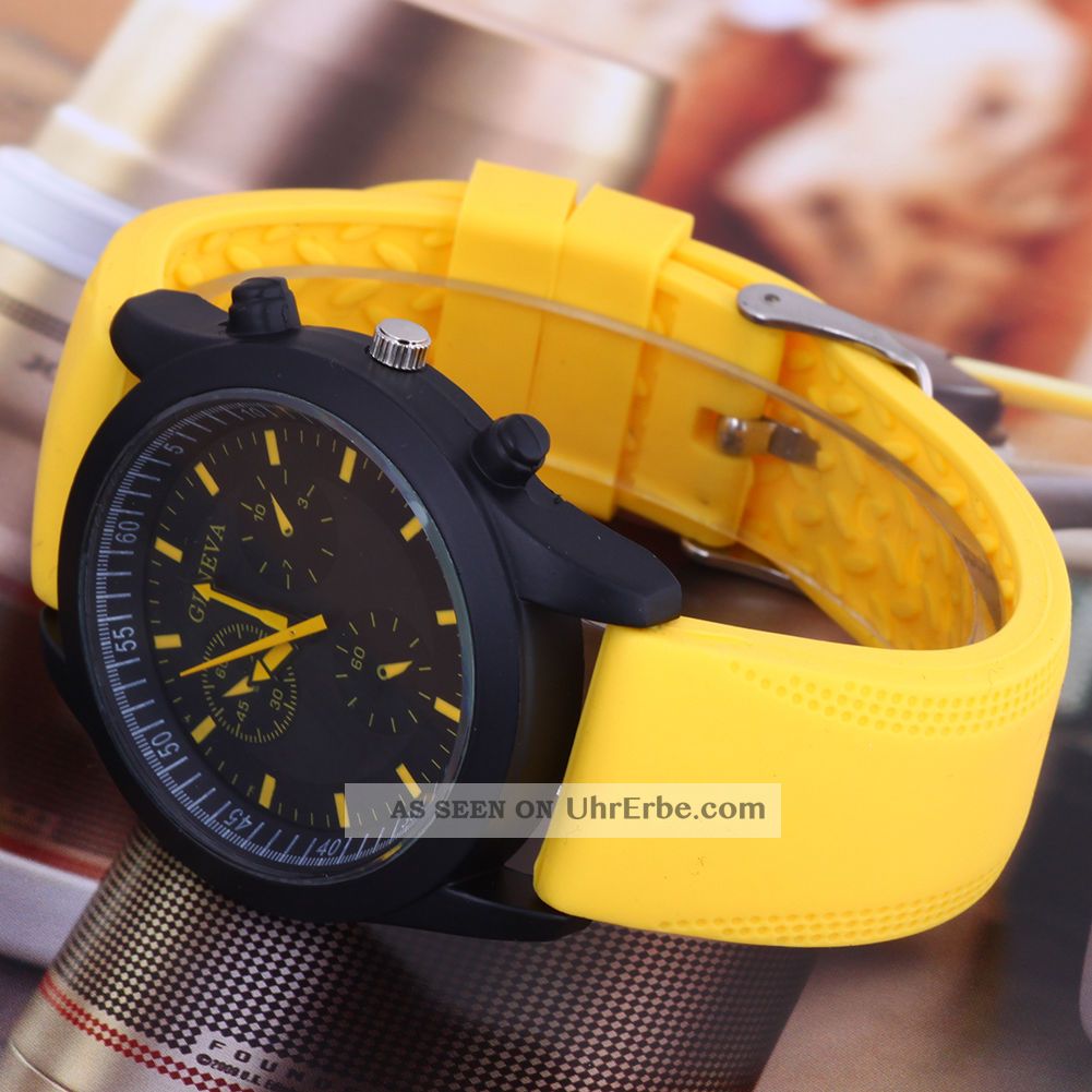 Neuer Charakter Convex Black Dial Girls ' Rubber Strap - Quarz - Uhr Gelb Armbanduhren Bild