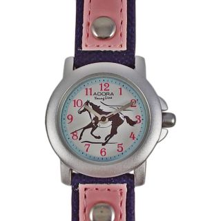 Kinderuhr Blau Pink Rosa Pferd Lederarmband Nylon Armbanduhr Citizen Miyota Werk Bild