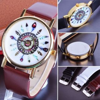 Mode Uhr Armbanduhr Watch Kompass Leder Damen Quarz Uhren Armreif Geschenk Bild