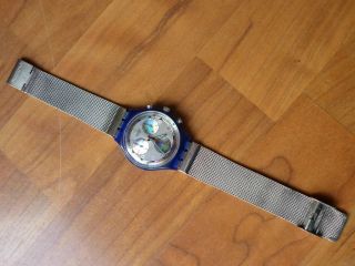 Uhr Swatch Chronograph 1993 4 Jewels Läuft Einwandfrei Stahlband Bild