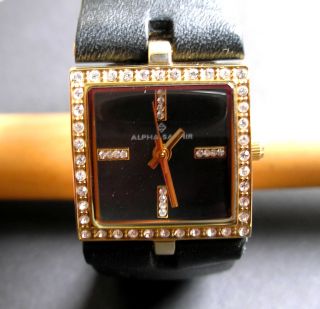 Alpha Saphir Damenuhr 337 C Armbanduhr Uhr Lederarmband Schwarz Bild