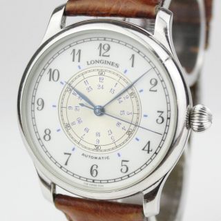 Longines Navigation Lindbergh Automatic Armbanduhr Uhr Analog Leder Swiss Made Bild