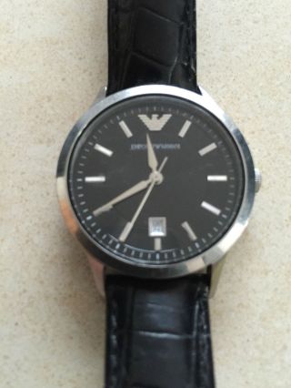 Emporio Armani Damen Uhr Armbanduhr Leder Schwarz Ar 2412 Bild