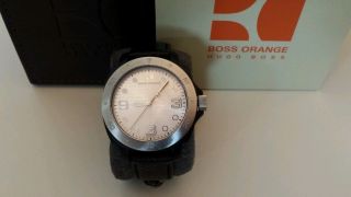 Hugo Boss Orange Uhr Armbanduhr Zeit Damen Herren Leder Schwarz Bild