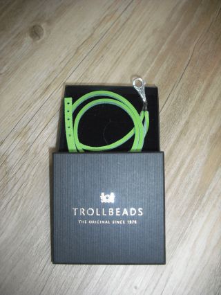 Trollbeads Leder - Armband U.  Verschluß Mit Spitzen.  Grün.  Ungetragen Bild