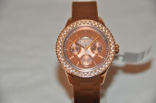 Esprit Es106222008 Damen Silikon Armbanduhr Uhr Braun Mit Strass Datum Tag Bild