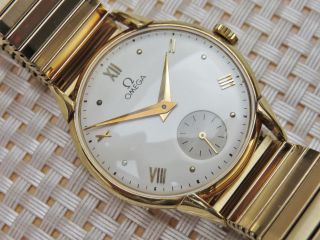 Vintage Omega 18k 750 Gold Herrenuhr,  Handaufzug,  Läuft Bild