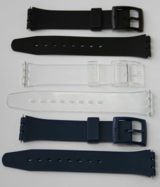 Kunststoffarmband Swatch Kompatibel Schwarz Blau Transparent Uhren Armband. Bild