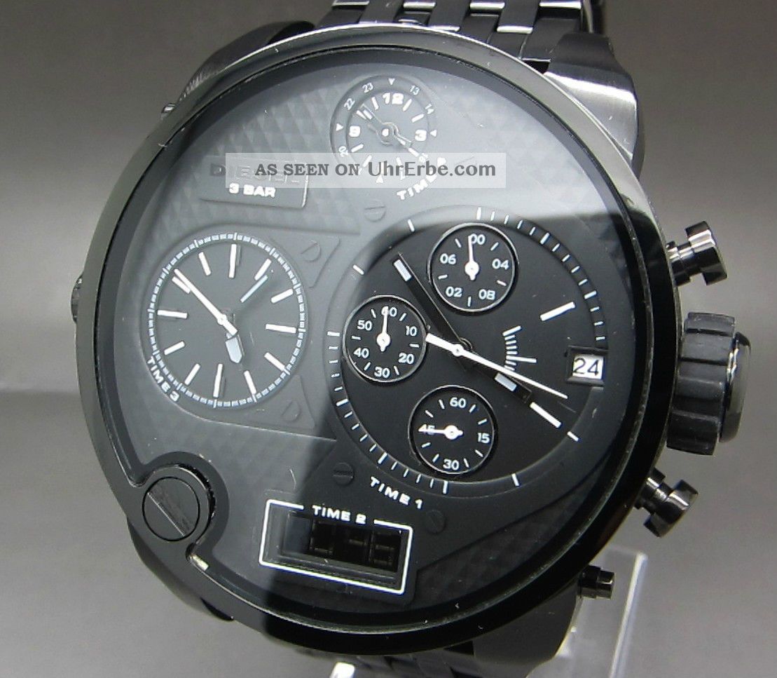 Silber Diesel Sba Big Daddy Chronograph 4zeitzone Chronograph Stoppuhr Uhr
